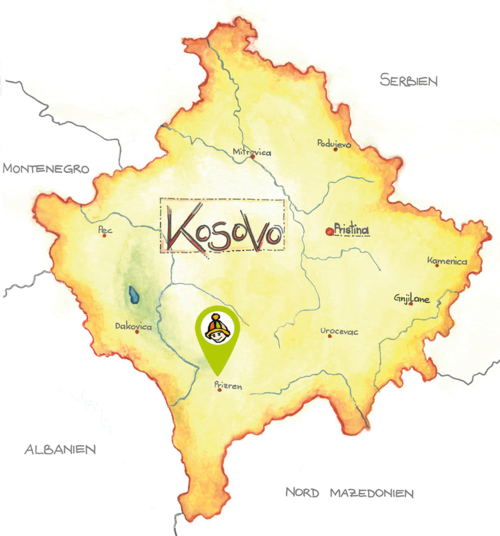 [Translate to English:] concordia sozialprojekte tageszentrum im kosovo karte